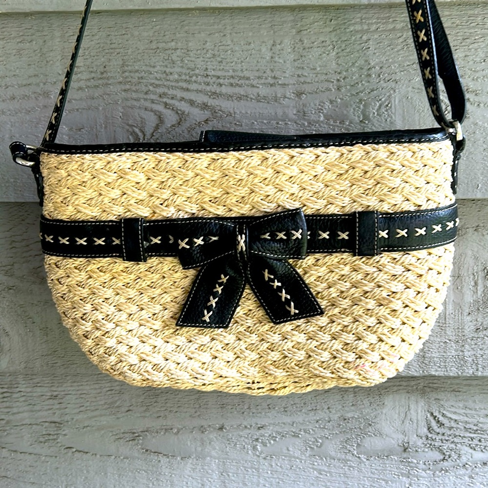 Brighton Ellery Stylish Black and Tan Woven Shoulder Bag